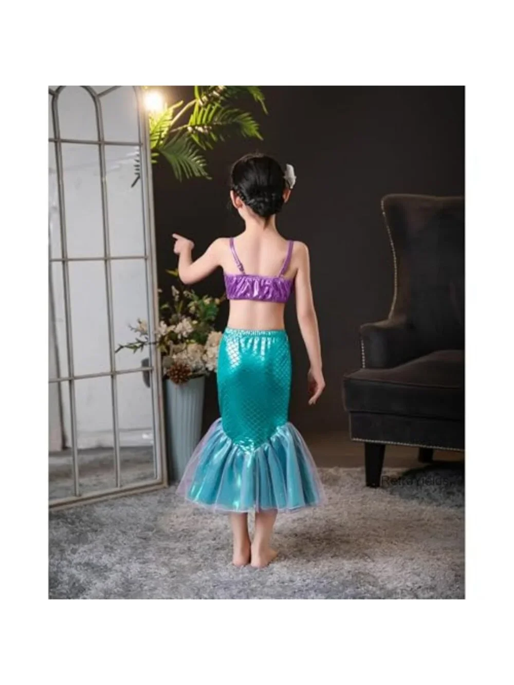 Toddler Girls 4pc Princess Tankini Swim Set with Mesh Skirt & Tiara